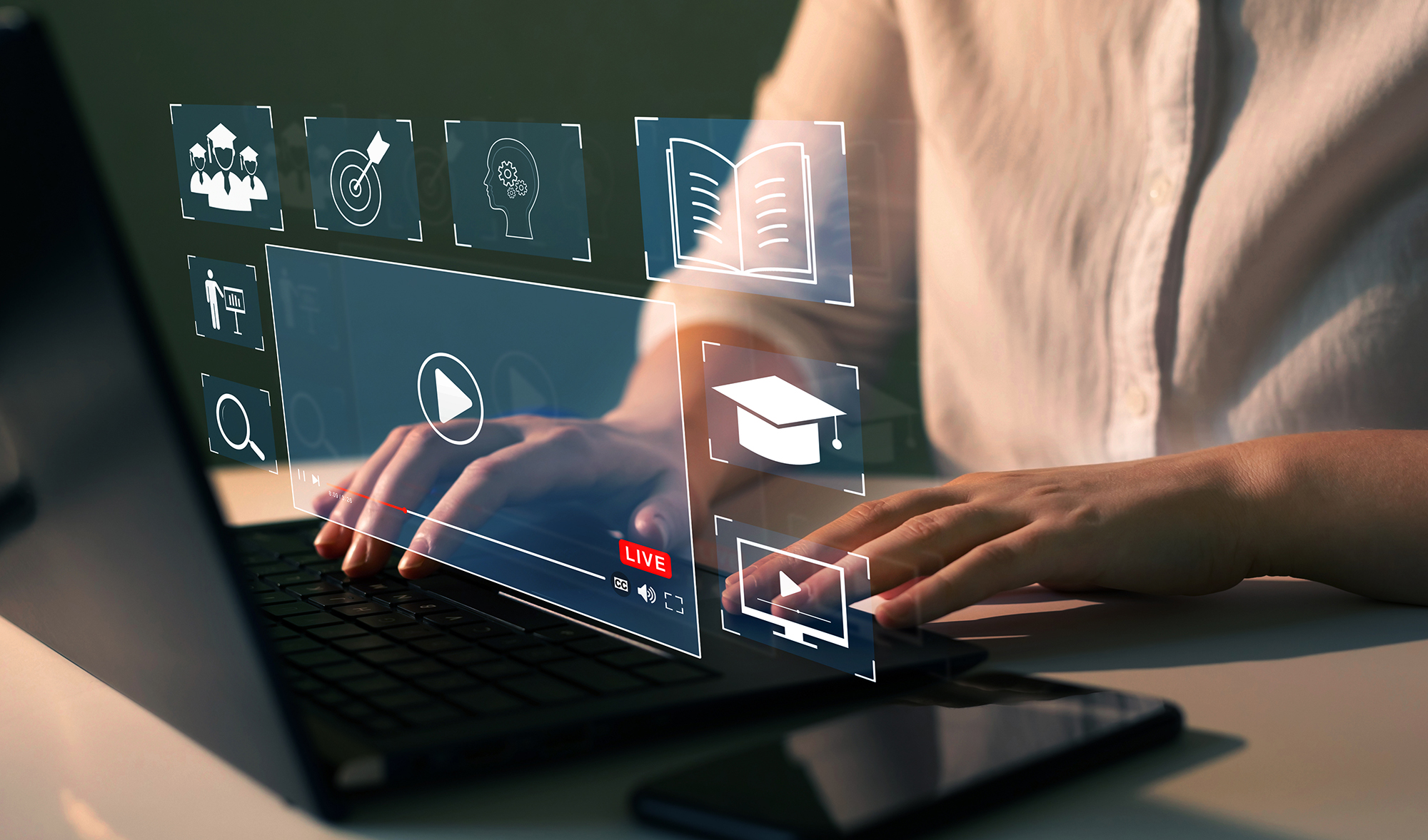 Person looking at content on computer