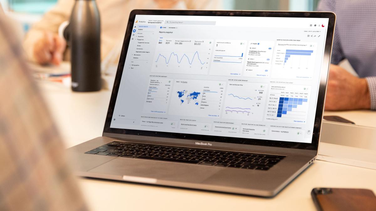 computer showing google analytics dashboard