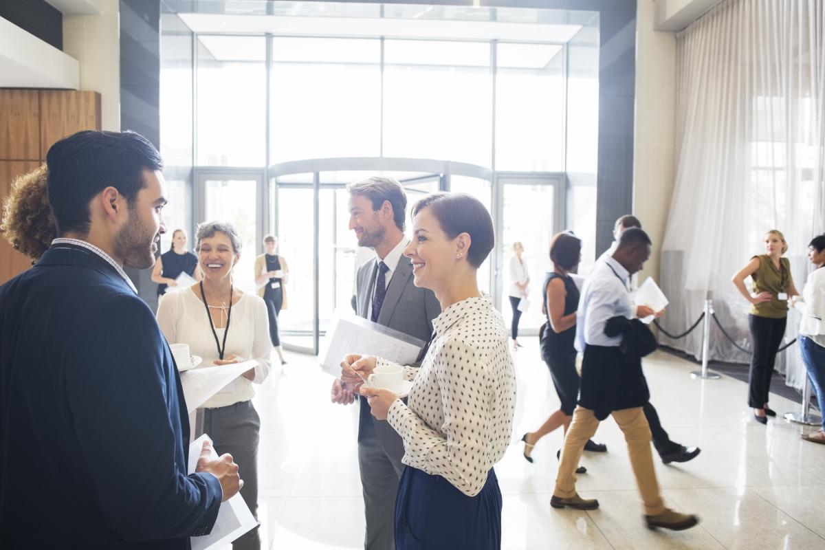Business People in large hallway