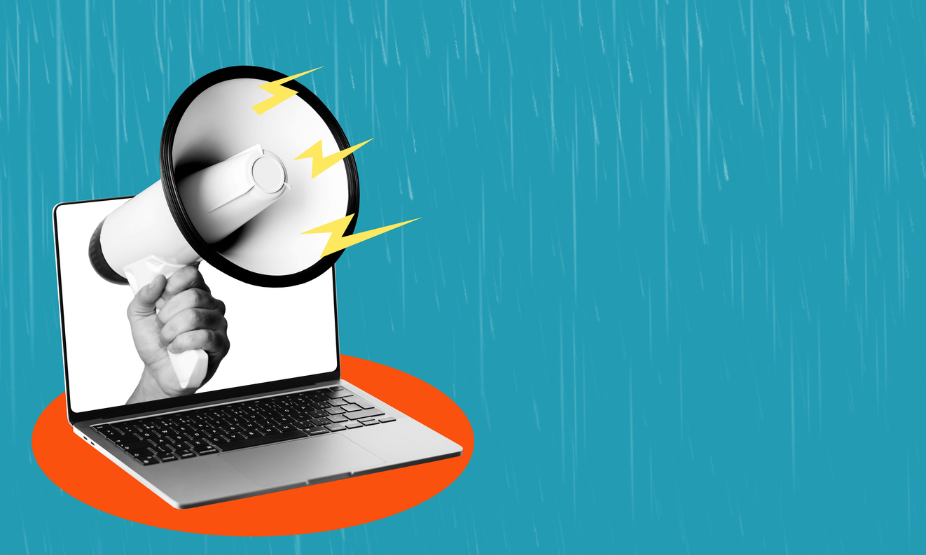 megaphone coming out of a computer