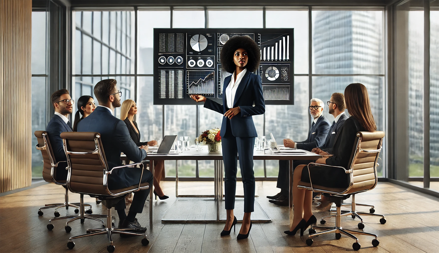 Woman Presenting Metrics to Board