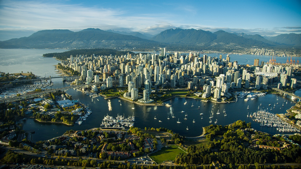 Vancouver British Colombia aerial view of city