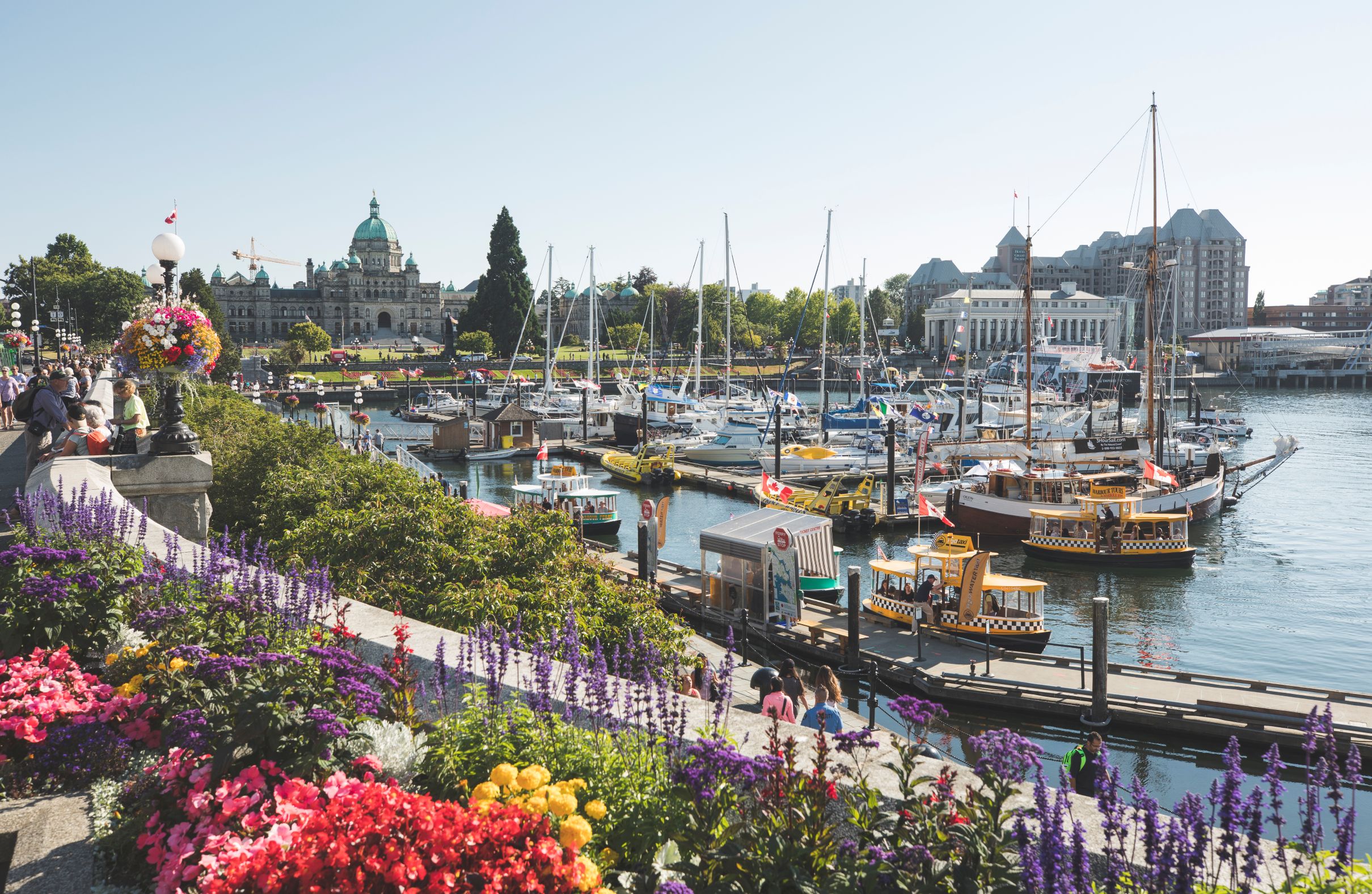 Inner Harbour with flowers and boats