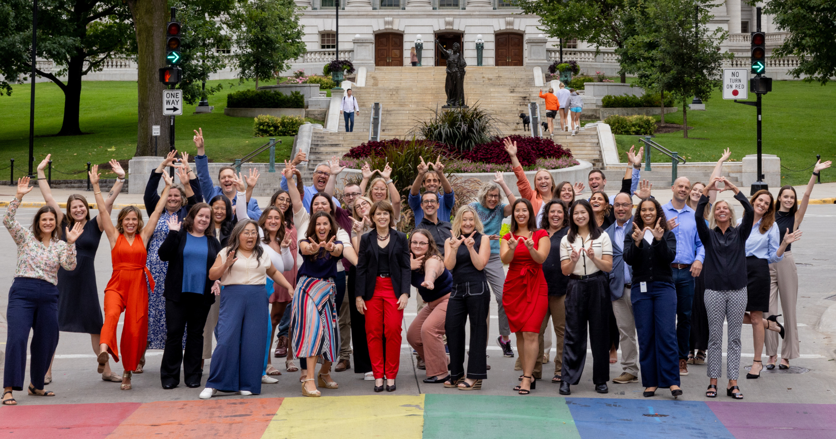 Destination Madison team in front of capital building
