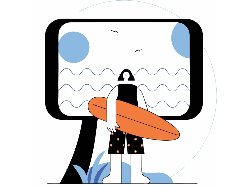 animated image of a person holding a surfboard
