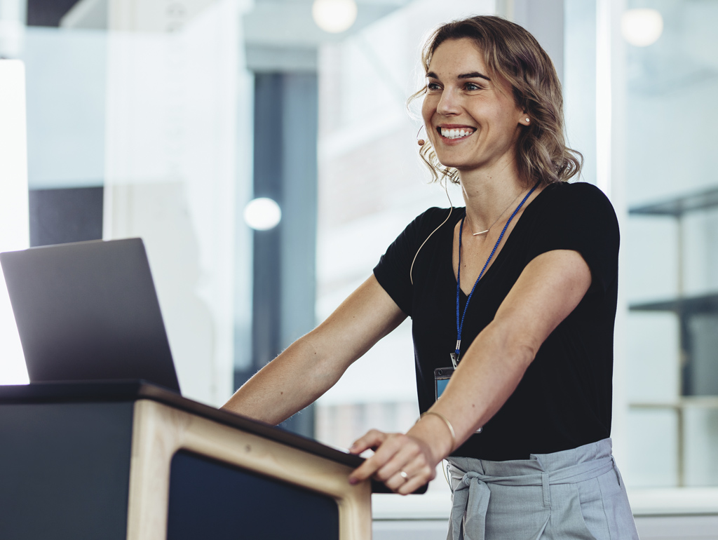 woman giving presentation