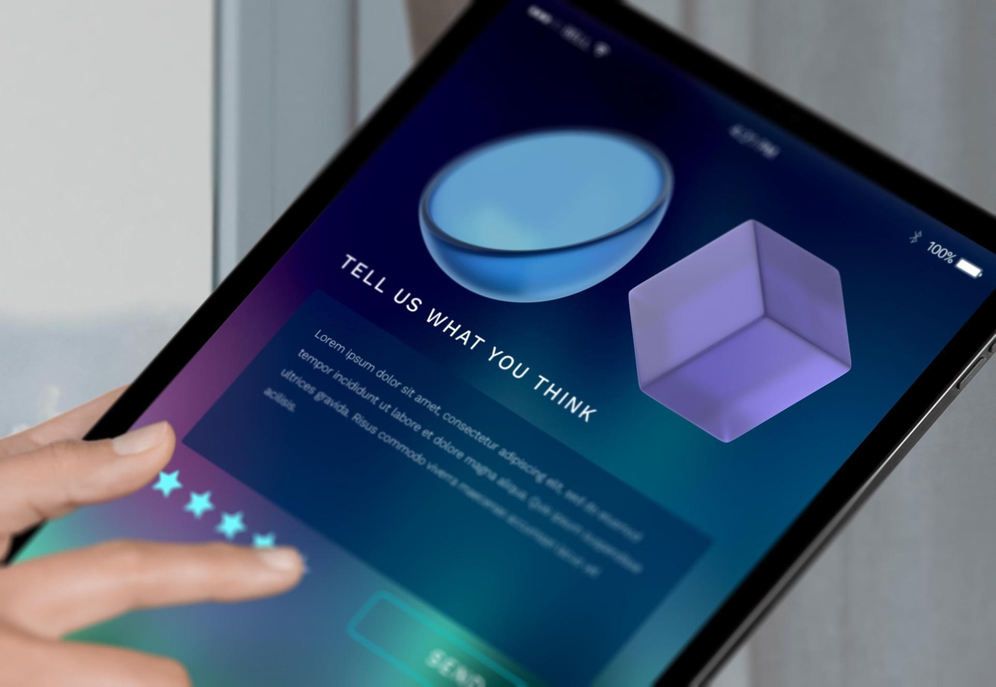 a person takes a survey on a tablet