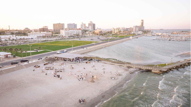 aerial view of beach in Corpus Christi
