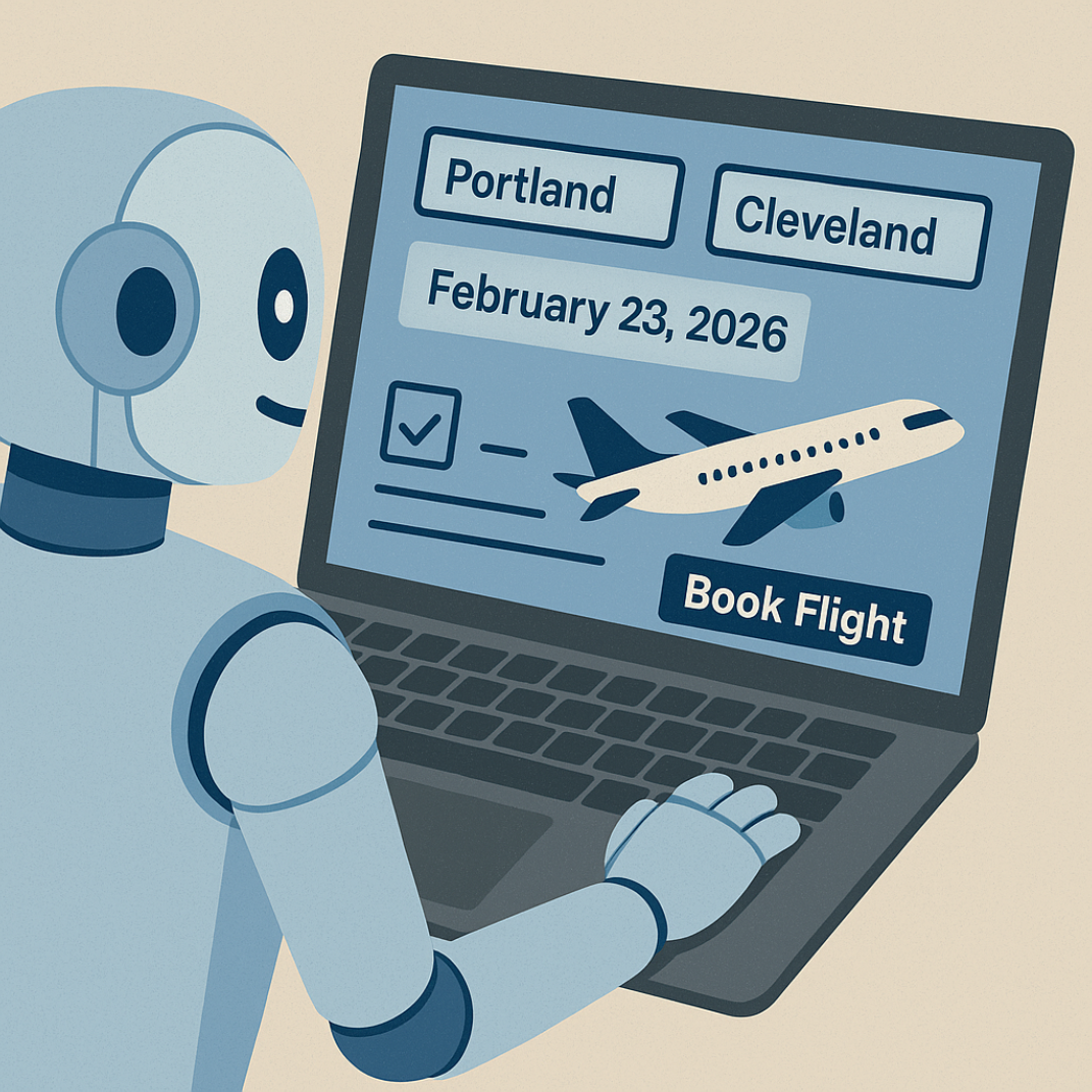 AI robot booking a flight