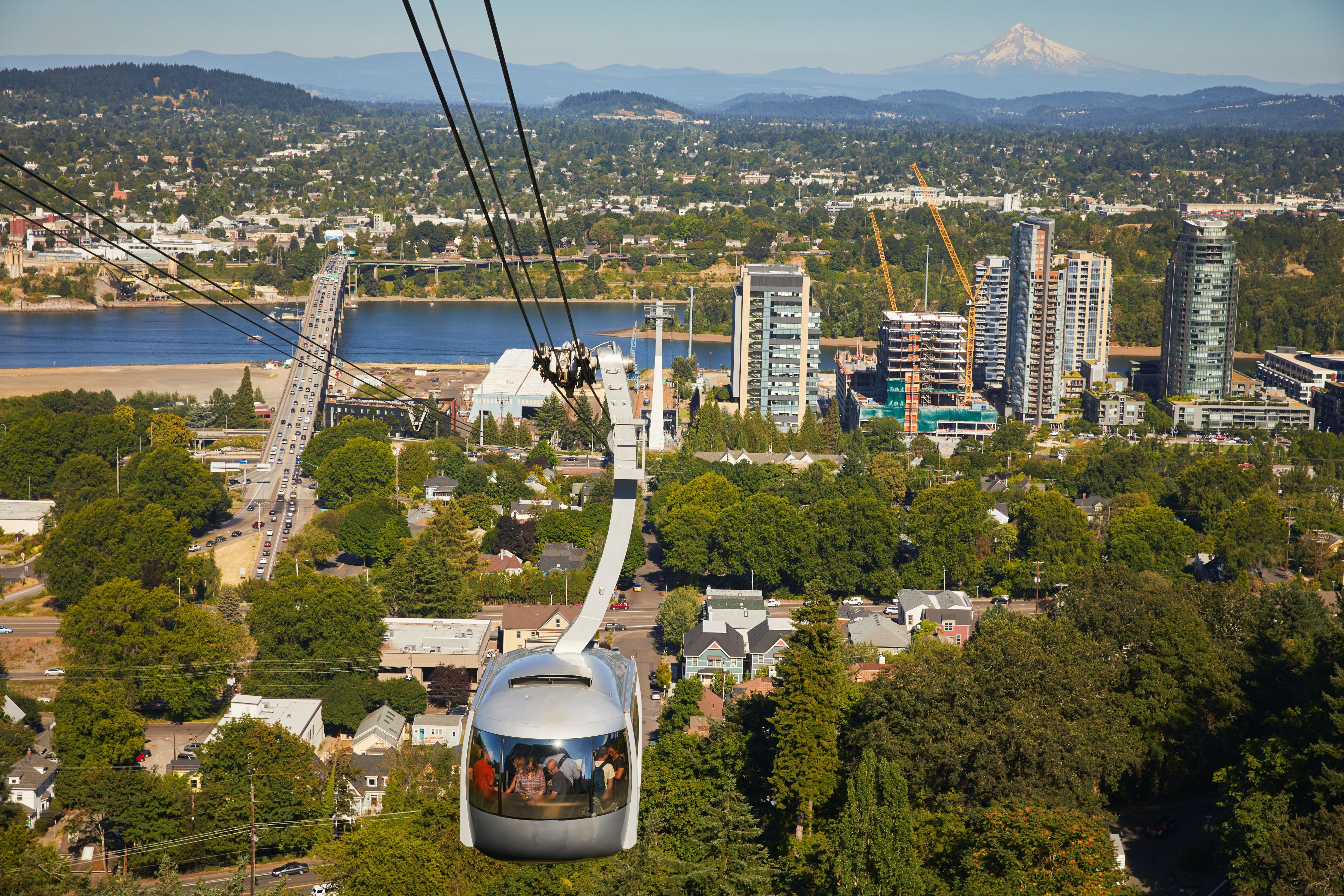 Portland tram over the city