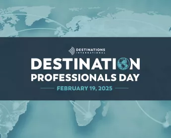 Destination Professionals Day logo over a map of the world