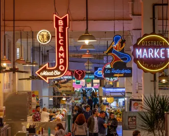 neon signs in Grand Central Market
