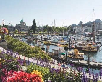 Inner Harbour with flowers and boats