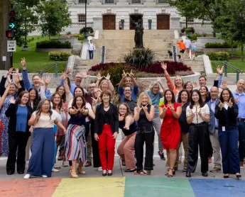 Destination Madison team in front of capital building