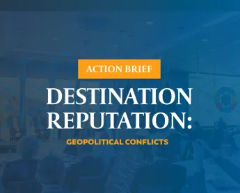 cover of destination reputation action brief: geopolitical conflict