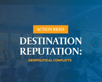 cover of destination reputation action brief: geopolitical conflict