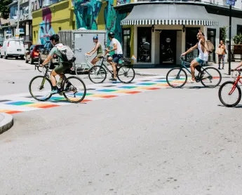 cyclists participating in the Pride Ride