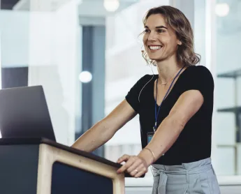 woman giving presentation