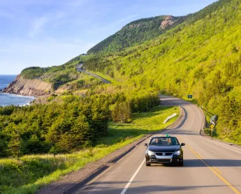 car driving down coast