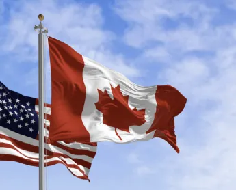 US flag and Canada flag