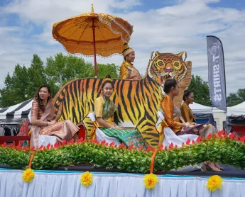 Tiger float at Laos new year parade