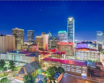 Oklahoma city skyline at night