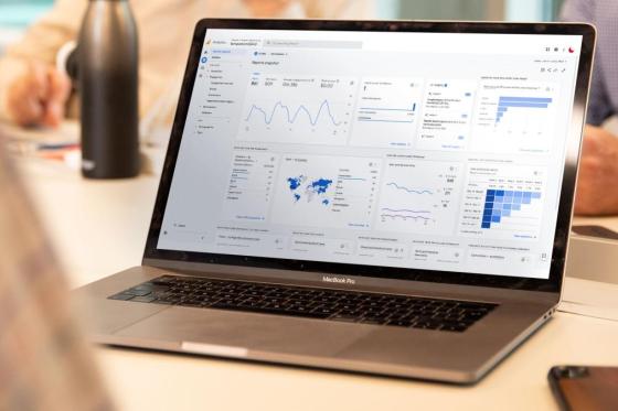 computer showing google analytics dashboard