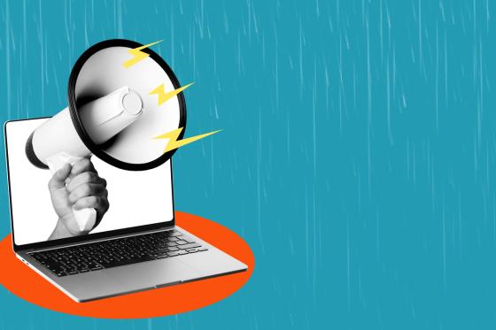 megaphone coming out of a computer