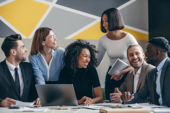 diverse group of coworkers in an office setting