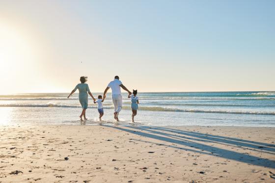 family at beach