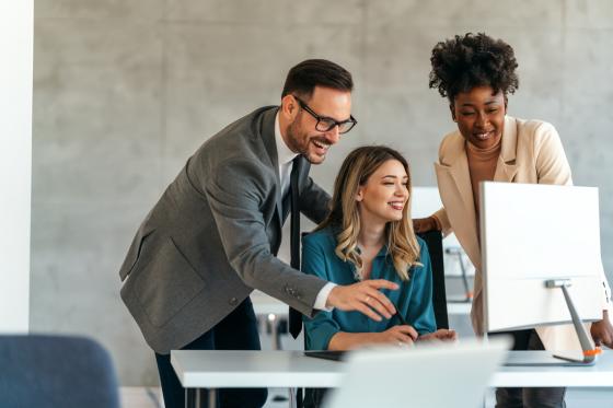 group of coworkers working together