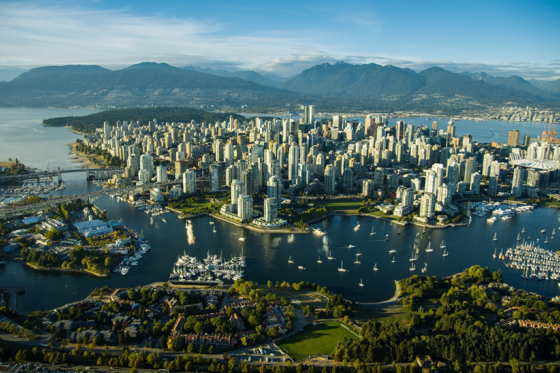 Vancouver British Colombia aerial view of city