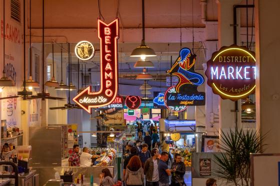 neon signs in Grand Central Market