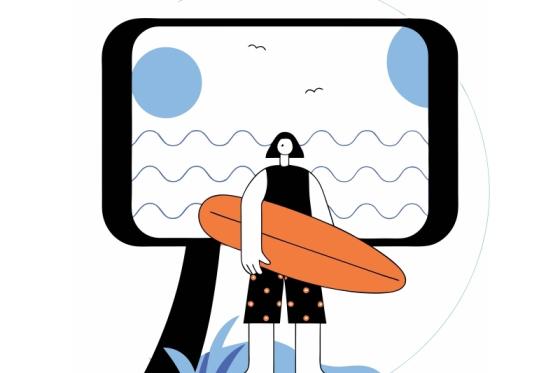 animated image of a person holding a surfboard