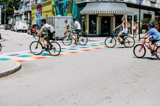 cyclists participating in the Pride Ride