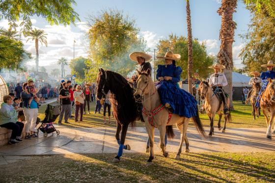 people riding horses during a parade