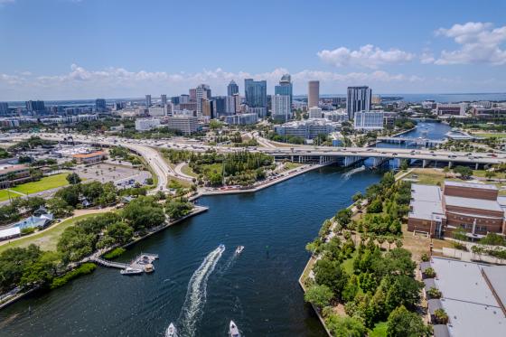 skyline view of tampa bay including river