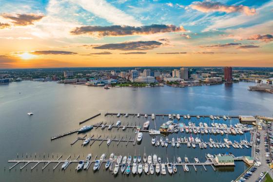 boats in the harbor in Norfolk, Virginia
