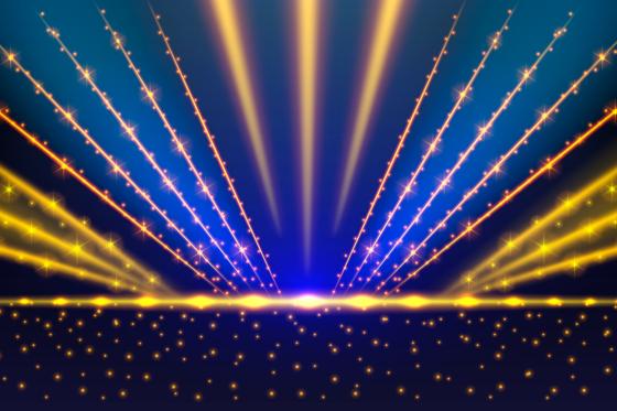 Blue lights on awards stage
