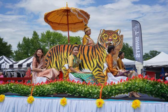Tiger float at Laos new year parade