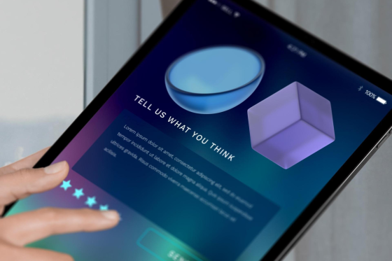 a person takes a survey on a tablet