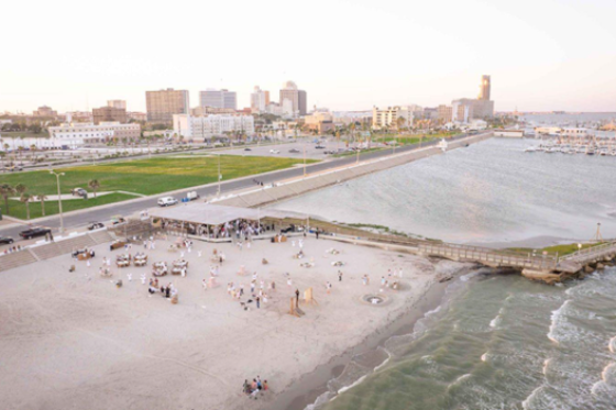 aerial view of beach in Corpus Christi