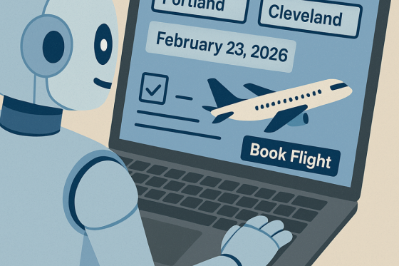 AI robot booking a flight 