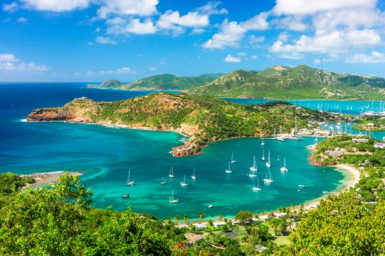 Antigua overlooking English Harbour viewed on a beautiful day.