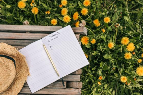 Open notebook with "Summer To Do List" written inside