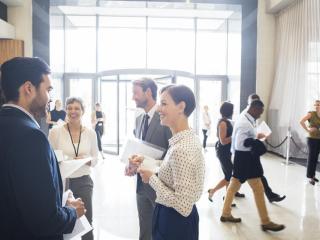 Business People in large hallway