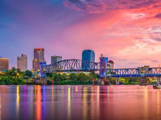 Little Rock, AR skyline at sunset