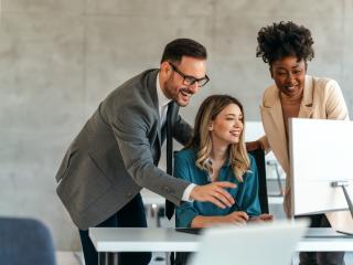 group of coworkers working together