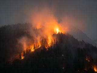 wildfire on a mountain