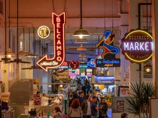 neon signs in Grand Central Market